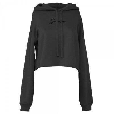 SUDADERA CROP SIGNATURE - CARBÓN