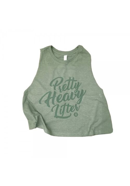 Pretty heavy lifter - olive cropped tank