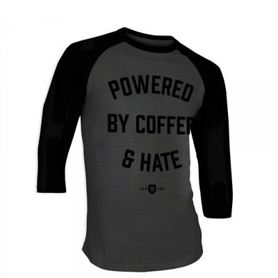 Powered by coffee and hate - baseball tee