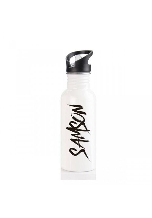 Metal water bottle with straw