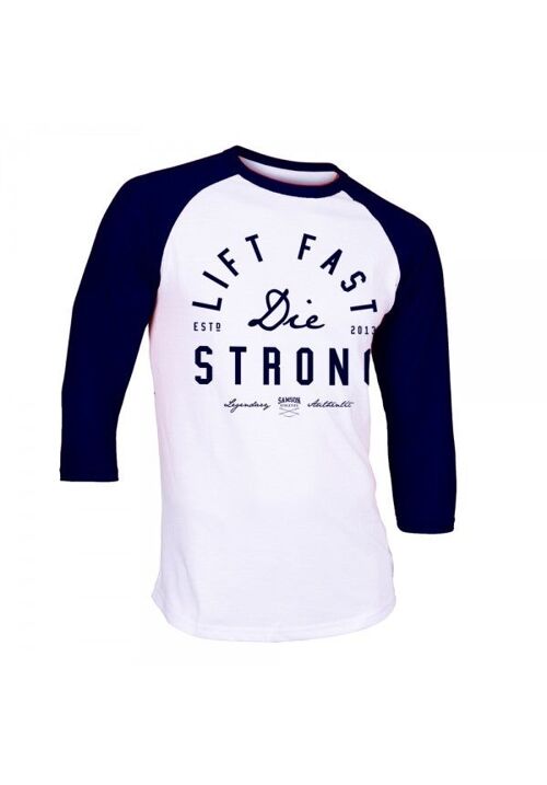 Lift fast die strong - navy baseball tee