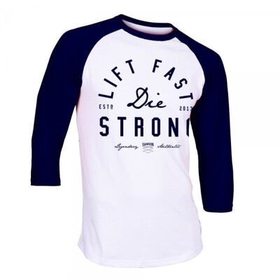 LIFT FAST DIE STRONG - TEE DA BASEBALL BLU MARINO