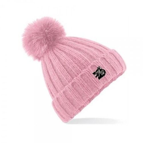 Chunky knit bobble hat - pink