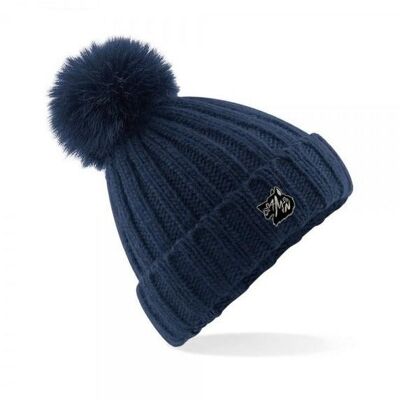 CAPPELLO CON BOBBLE IN MAGLIA GROSSA - BLU NAVY