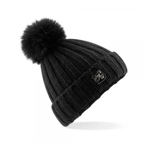 Chunky knit bobble hat - black
