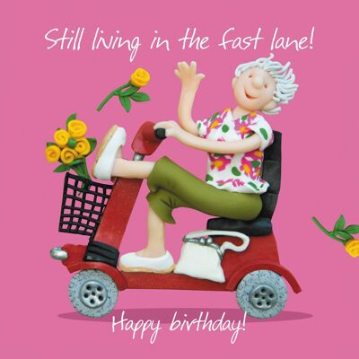 Fast lane (female) birthday card