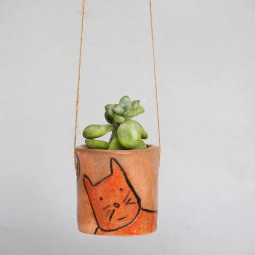 Orange Cat Hanging Planter
