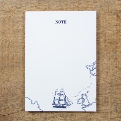 Notepad sailing ship