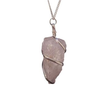 Pendentif en cristal taillé brut, quartz rose 2