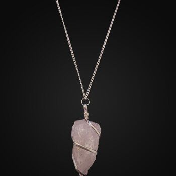 Pendentif en cristal taillé brut, quartz rose 3