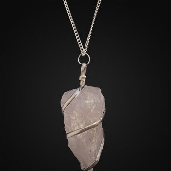Pendentif en cristal taillé brut, quartz rose 4