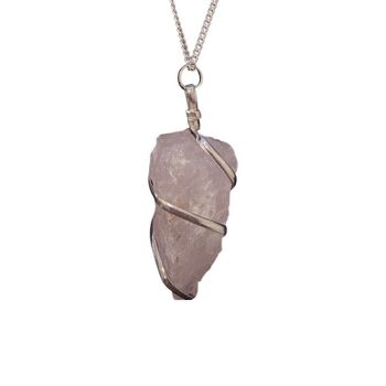 Pendentif en cristal taillé brut, quartz rose 1