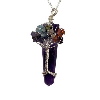 Pendentif Arbre de Vie 7 Chakra, Améthyste 4