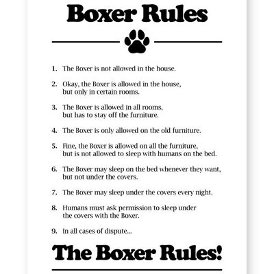 Règles de chien Boxer - impression A4