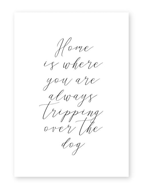 Home Is Where You Are Always Tripping Over The Dog - A4 Print