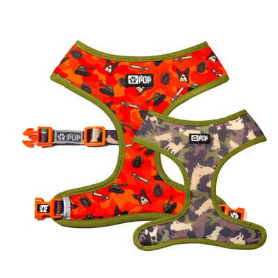 So Cute Doe Reversible Harness (Orange/Military)- XL