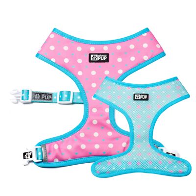 Puppy Love (Pink/Blue) Reversible Harness- M