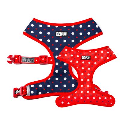 Puppy Love (Red/Navy) Reversible Harness - XS