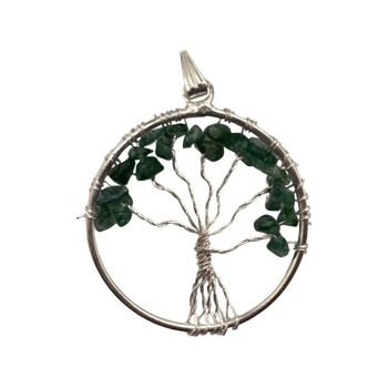 Pendentif Arbre de Vie, Aventurine Verte, 30mm 2