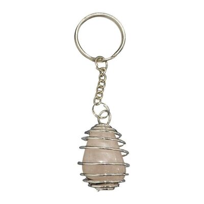 Porte-clés Spiral Cage Tumble, Quartz Rose