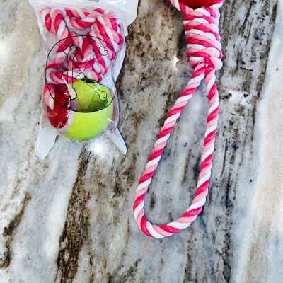 Pink Ball & Rope Toy