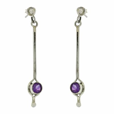 Amethyst Facetted Art Deco Earrings and Presentation Box