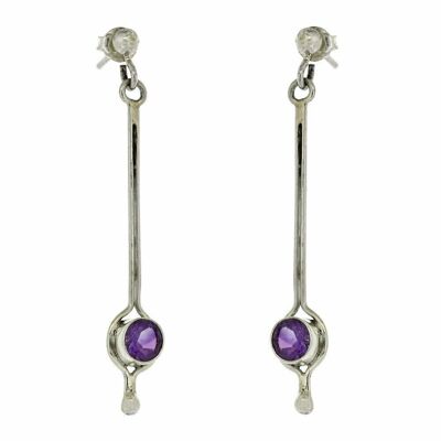 Amethyst Facetted Art Deco Earrings and Presentation Box