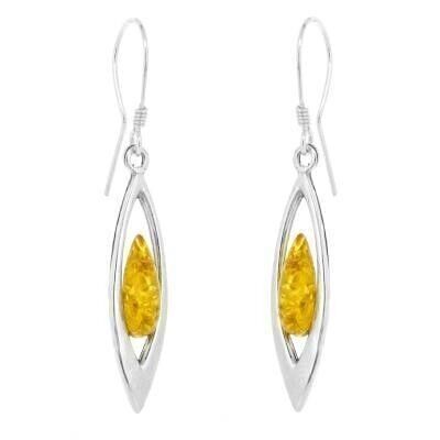 Boucles d'oreilles arche d'ambre citron et coffret de présentation