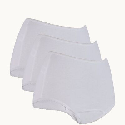 PACK DE 3 - Slip de jour pour femme avec coussin absorbant intégré réutilisable (100 ml) Blanc