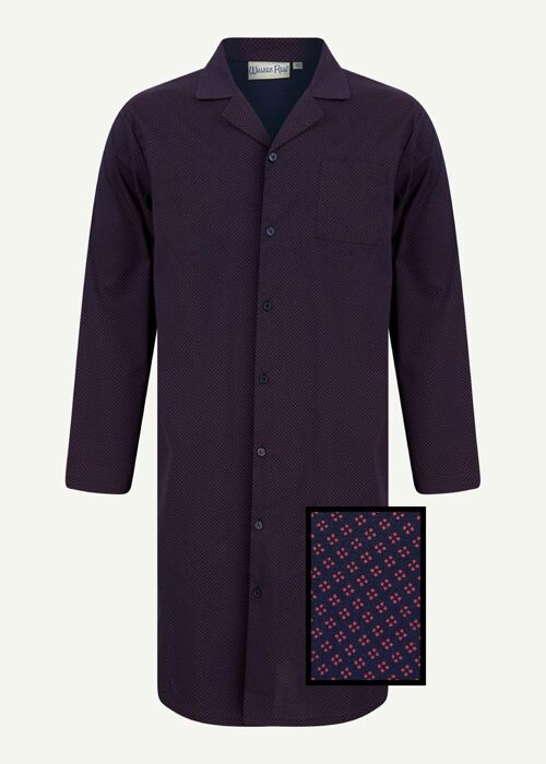 Arthur Long Sleeve Cotton Nightshirt Navy