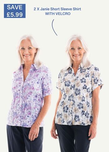 Adaptawear Bundle - 2 chemises à manches courtes Janie avec soulagement de la TVA en Velcro 1