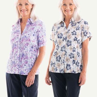 Adaptawear Bundle - 2 chemises à manches courtes Janie avec soulagement de la TVA en Velcro