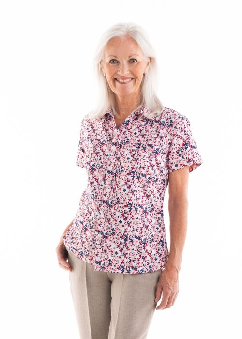 Annie Short Sleeve Shirt with velcro Shades of Blue