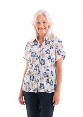 Chemise à manches courtes Janie - option velcro Mauve Floral 2