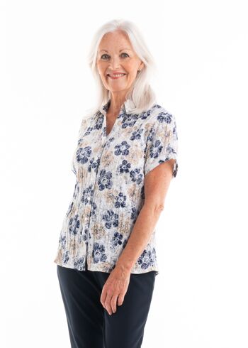 Chemise à manches courtes Janie - option velcro Mauve Floral 3