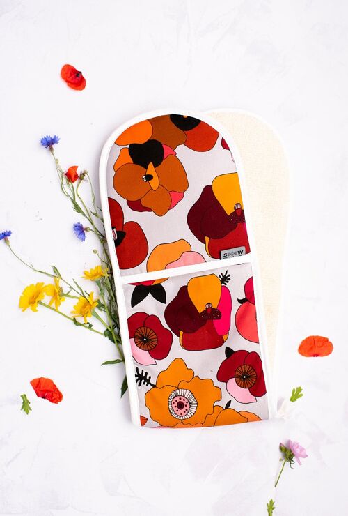 Poppy Red Floral Oven Glove