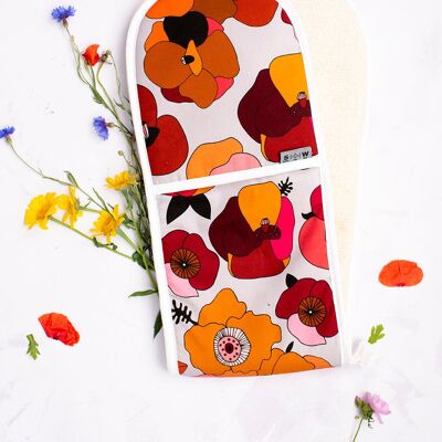 Poppy Red Floral Ofenhandschuh