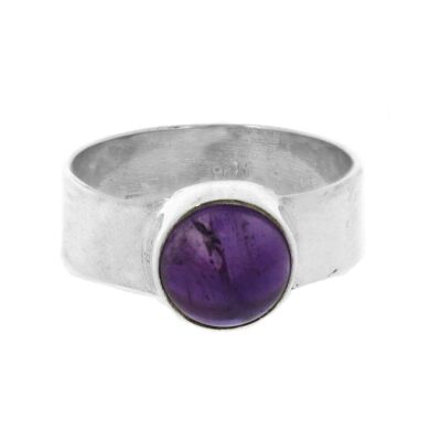 Thick Band Amethyst Cab Stone Ring and Presentation Box