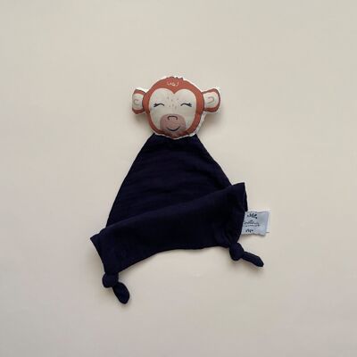 Monkey comforter in navy blue double gauze