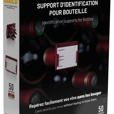 Boîte de 50 Supports d'identification pour bouteille CLIPOGOULO -coloris Bordeaux