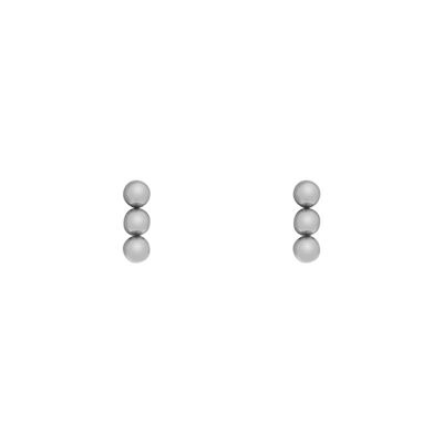 Stud earrings dots in a row - silver