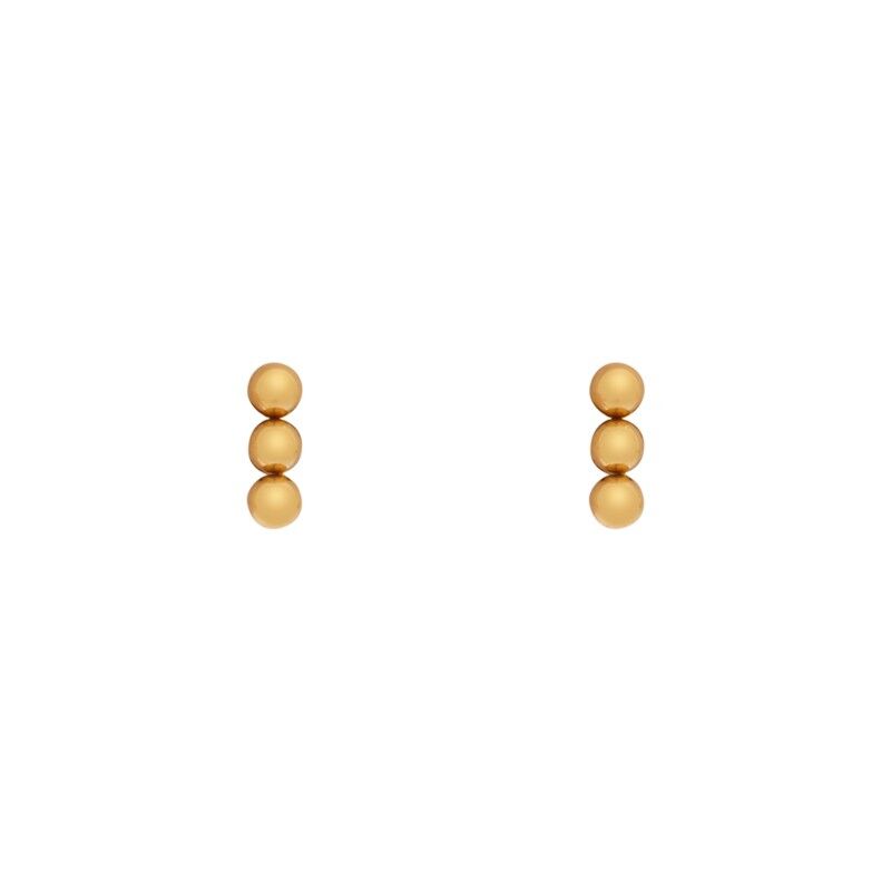 Stud earrings dots in a row - gold