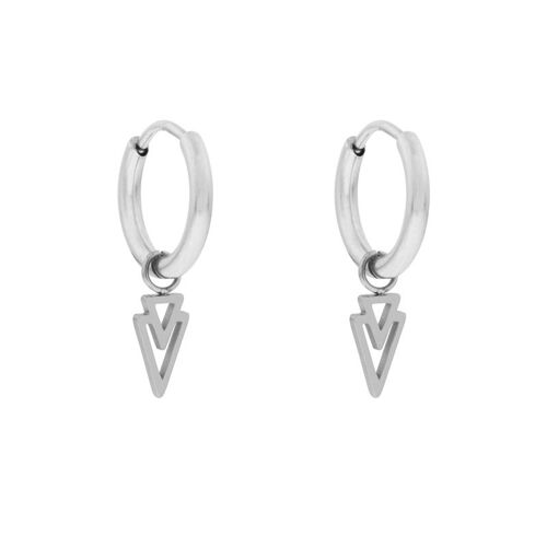 Earrings minimalistic open triangles - silver