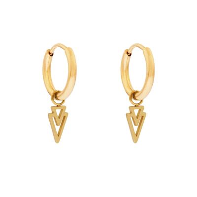 Earrings minimalistic open triangles - gold