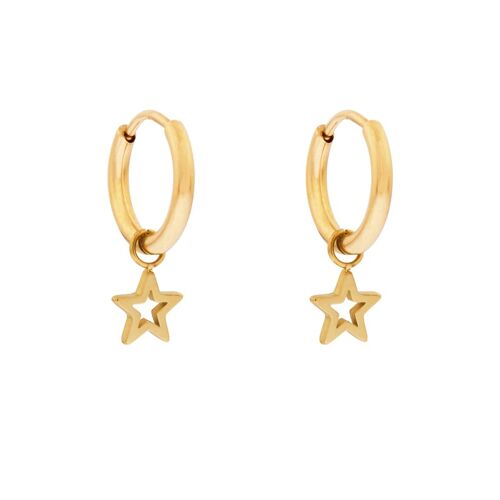 Earrings minimalistic open star - gold