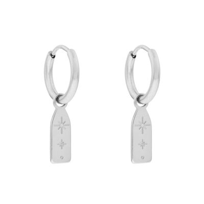 Earrings minimalistic bar stars - silver