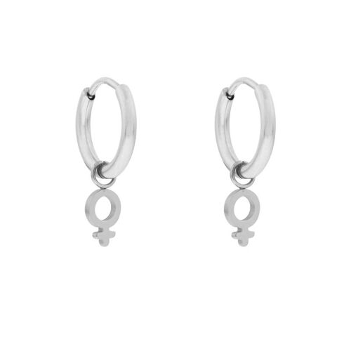Earrings minimalistic female sign - silver