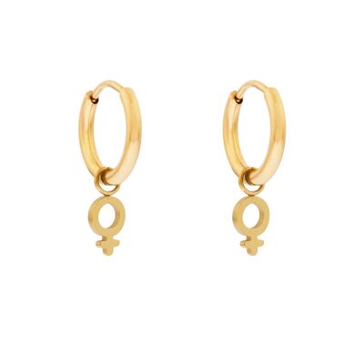 Earrings minimalistic female sign - gold