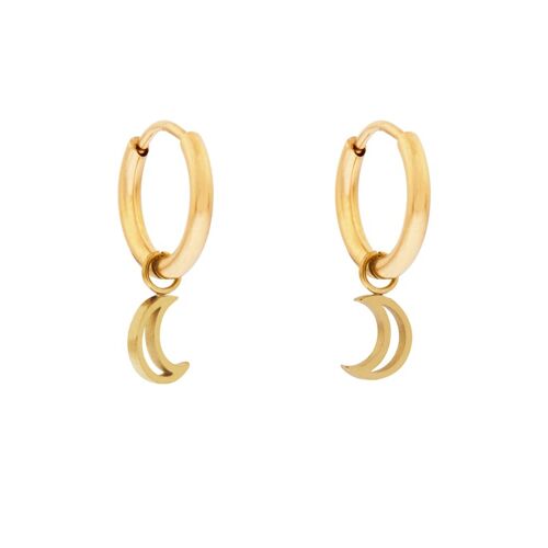 Earrings minimalistic open moon - gold