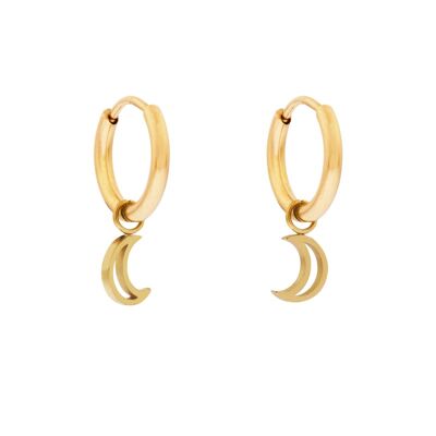 Earrings minimalistic open moon - gold